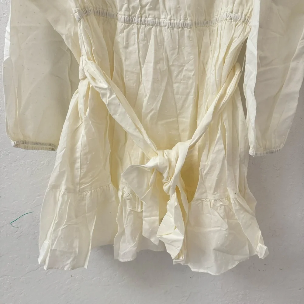 Outerknown Lulu Dress Butter Cream Swiss Dot Size Large - Picture 9 of 10